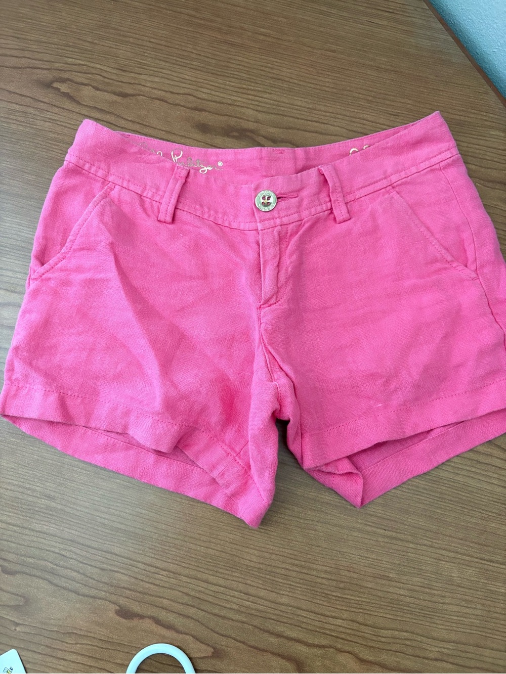 Lilly Pulitzer Coral Pink High-Waist Linen Shorts